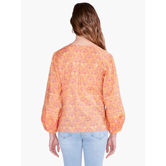 NIC+ZOE Swan Rays Top in Orange Multi - Picture 2 of 11